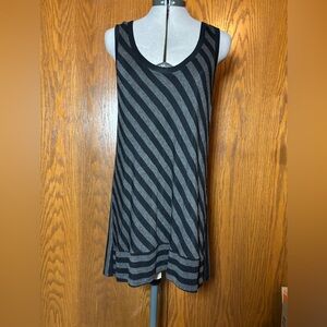 CAbi Black and Gray Striped Tank dress - Large